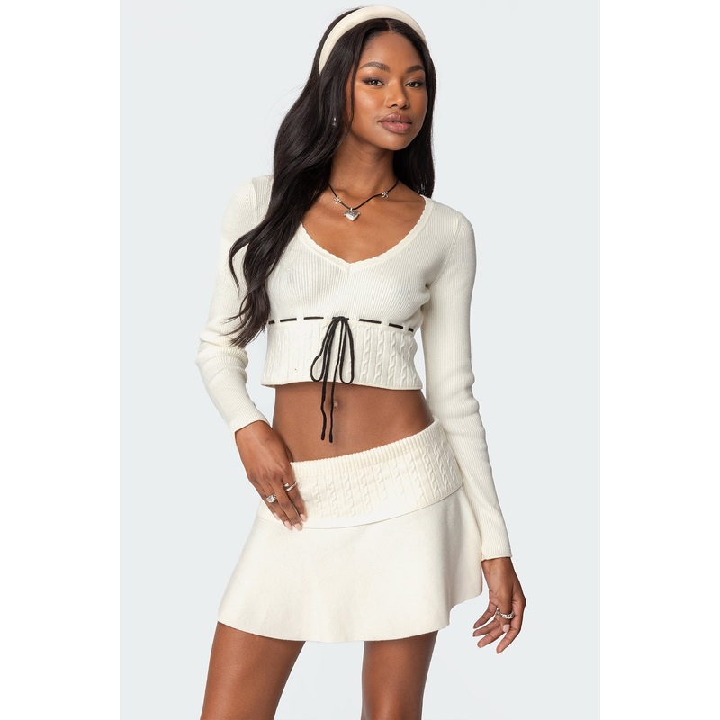 Andie Ribbon Knit Top CREAM XS