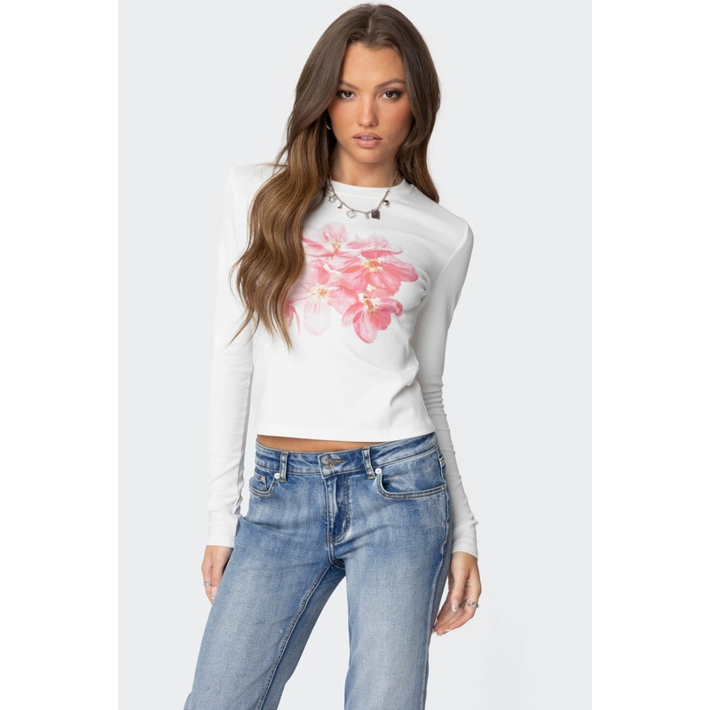 Blossom Long Sleeve T Shirt WHITE XS