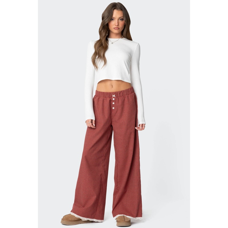Dakota Plaid Pants RED XS
