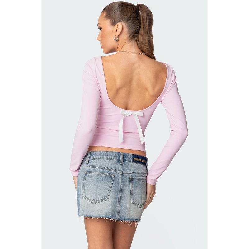 Nila Backless Boat Neck Top PINK XS