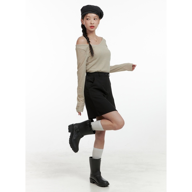 Back Banded Mini Skirt OL411 Black S