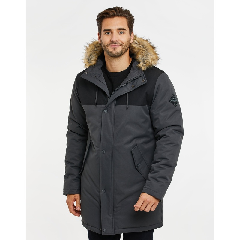 Charcoal Grey Colourblock Parka Jacket Charcoal Grey S