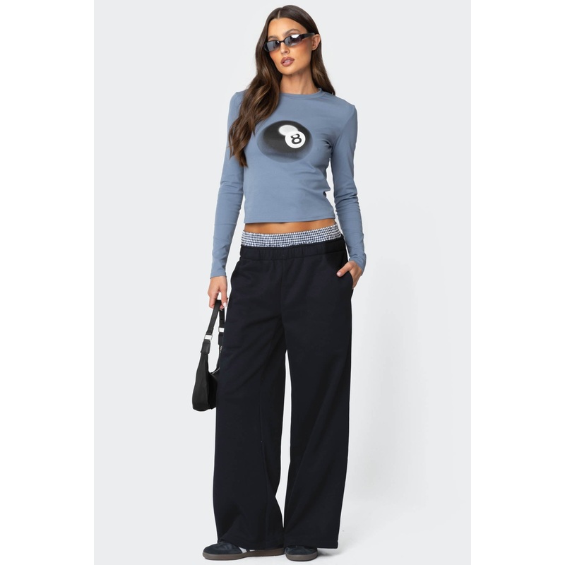 Gingham Boxer Detail Sweatpants BLACK XS