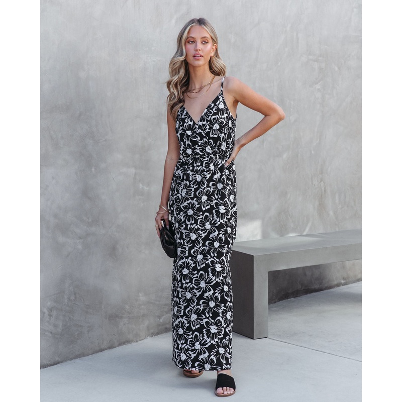 Lilo Floral Maxi Dress Black/White S