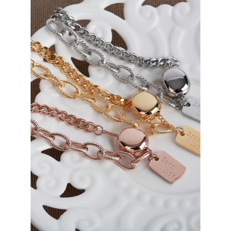 Lucky Pendant Chain Bracelet IL411 Gray One Size