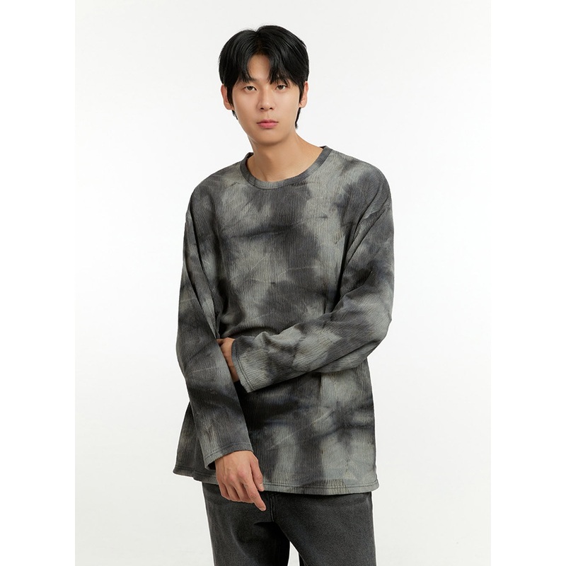 Men’s Tie-Dye Oversized Long Sleeve IL412 Black M/L