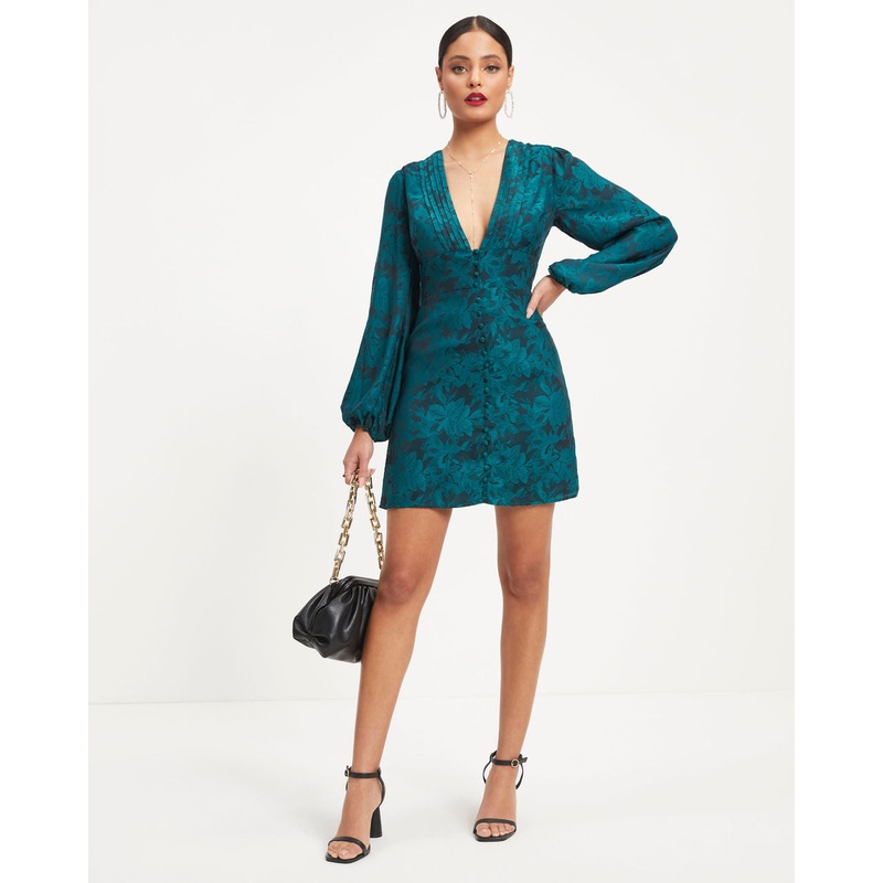 Rare Kind Floral Mini Dress Teal XS