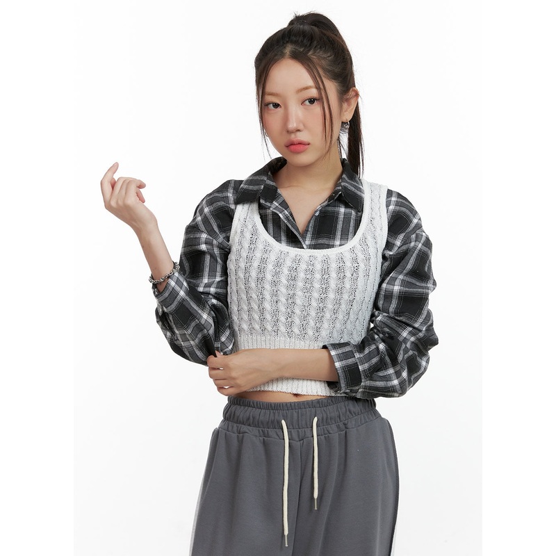 Sheer U-Neck Crop Top OL408 White S/M