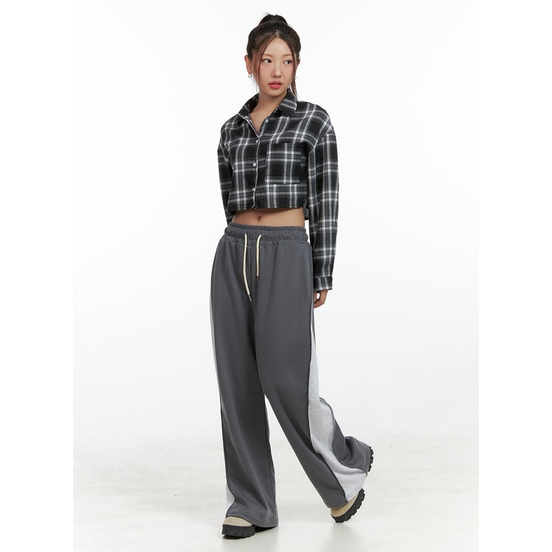 String Color Block Sweatpants OL408 Dark gray S/M