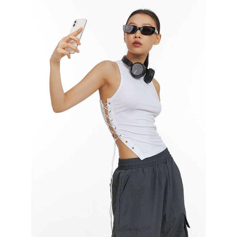 X Strap Tank Top IL409 White S/M