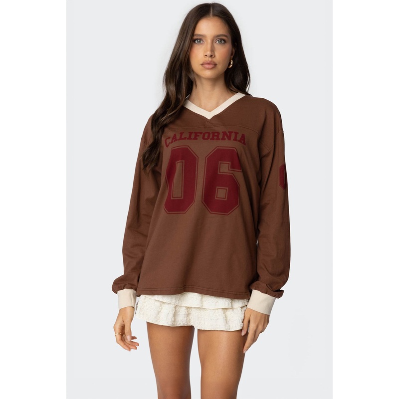 06 Oversized Long Sleeve T Shirt BROWN XS