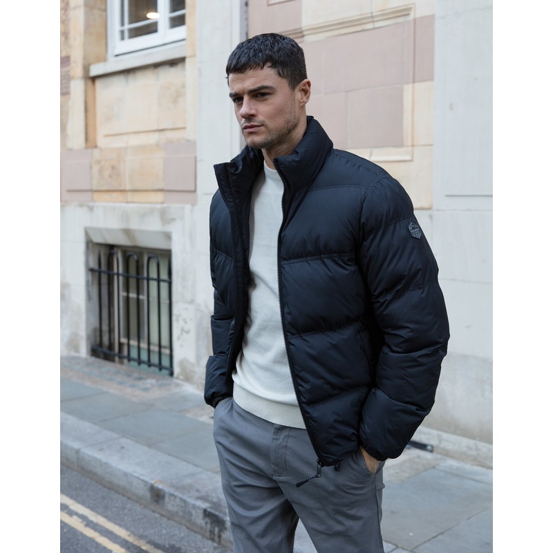Black Funnel Neck Puffer Jacket Black S