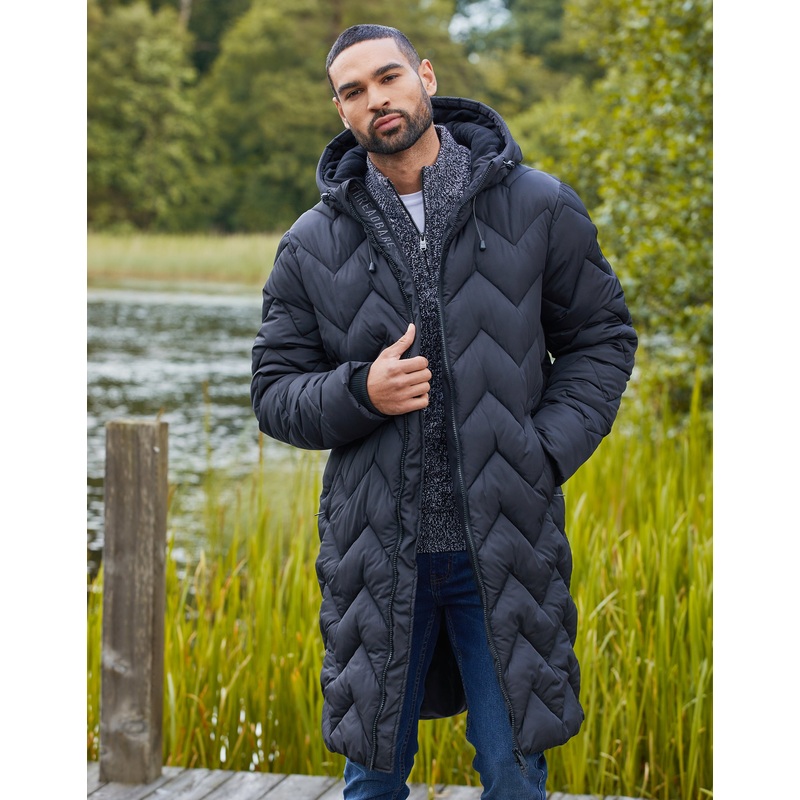 Black Longline Puffer Jacket Black S