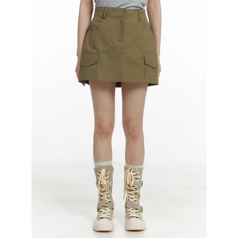 Cargo Chic Cotton Mini Skirt CL412 Green S/M