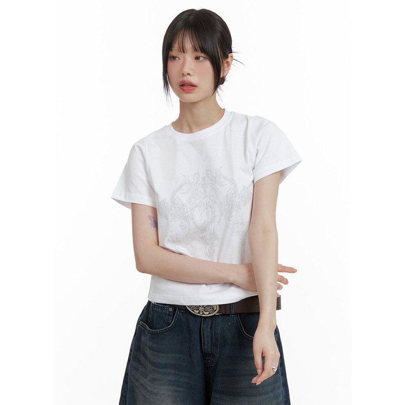 Cotton Graphic Tee CL412 White S/M