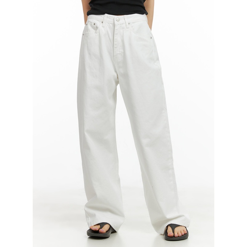 Cotton Wide Fit Solid Pants CL412 Light beige S