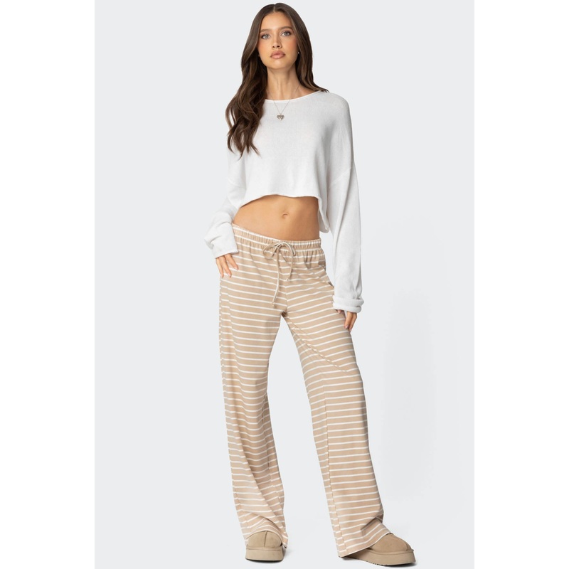 Jona Stripey Slit Pants BEIGE XS