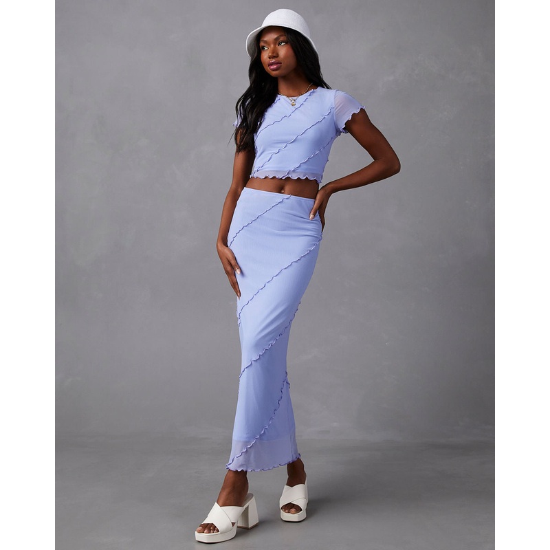 Markella Lettuce Trim Midi Skirt Lavender XS