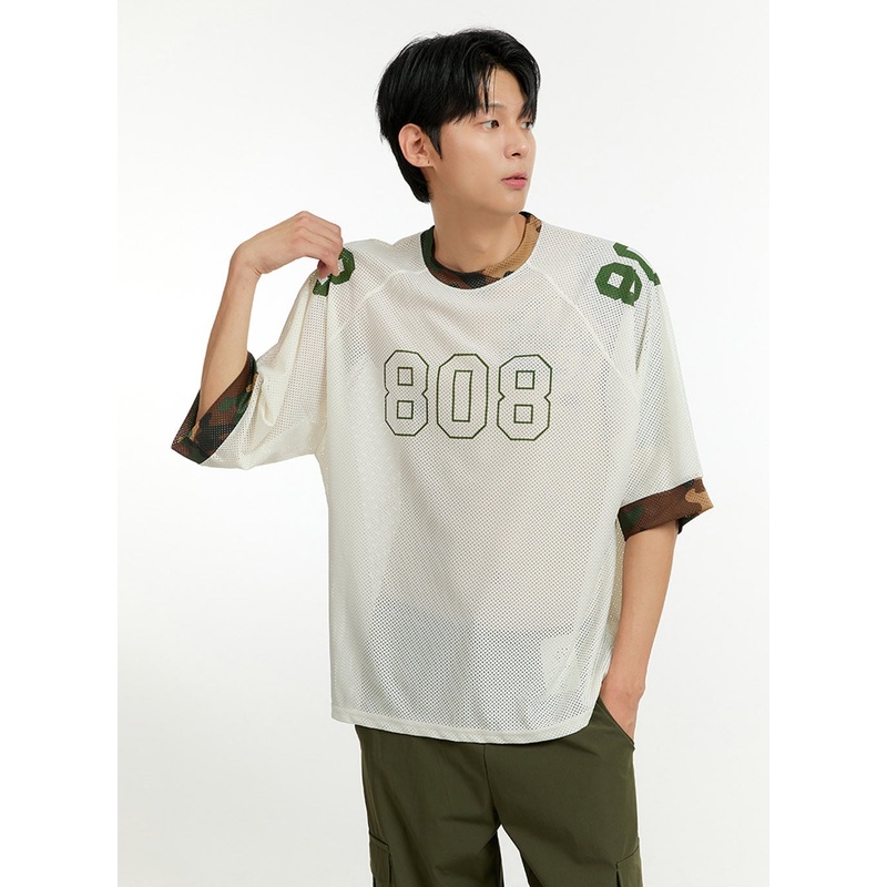 Men’s Mesh Camo Raglan T-Shirt IL412 Light beige M/L