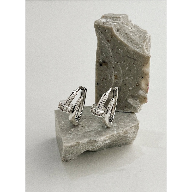 Nasam Round Earrings IL415 Gray One Size