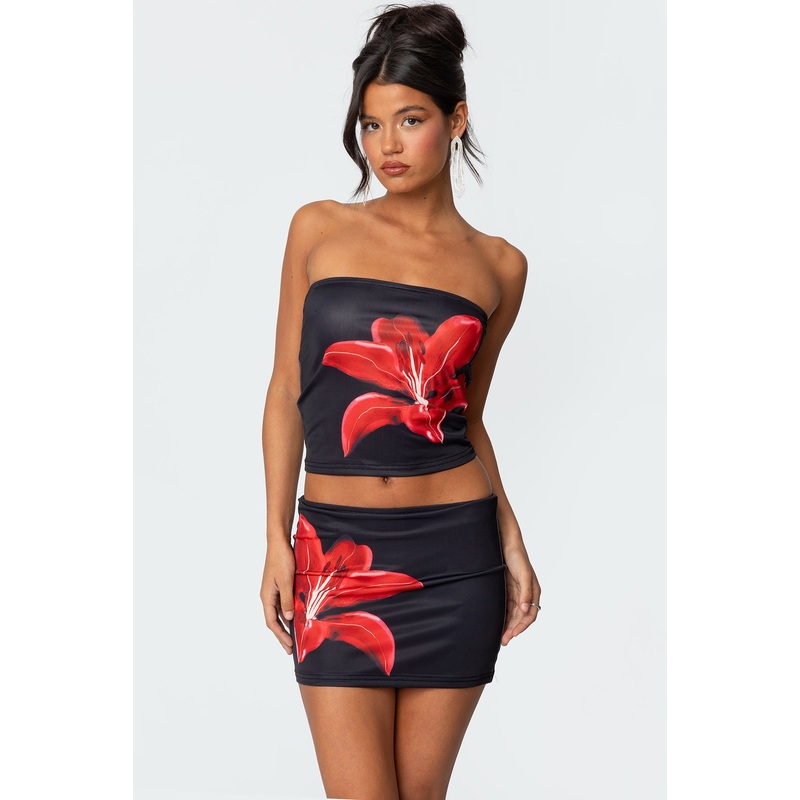 Tiger Blossom Tube Top BLACK XS