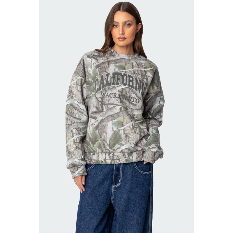 Cali Baby Camo Sweatshirt OLIVE XS
