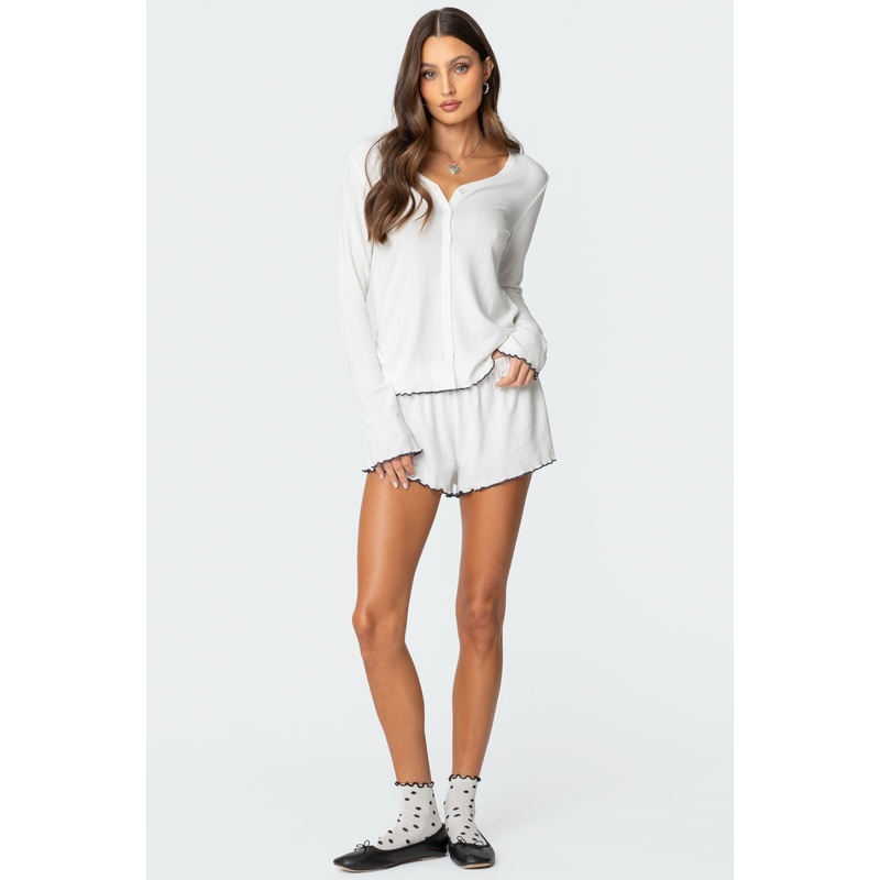 Chelsey Pointelle Shorts WHITE XS