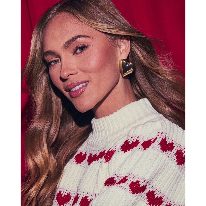 Soulmate Large Bubble Heart Earrings Gold O/S