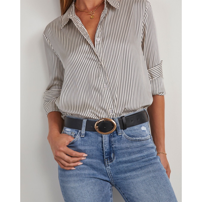 Beauden Oval Buckle Belt Black/Gold O/S