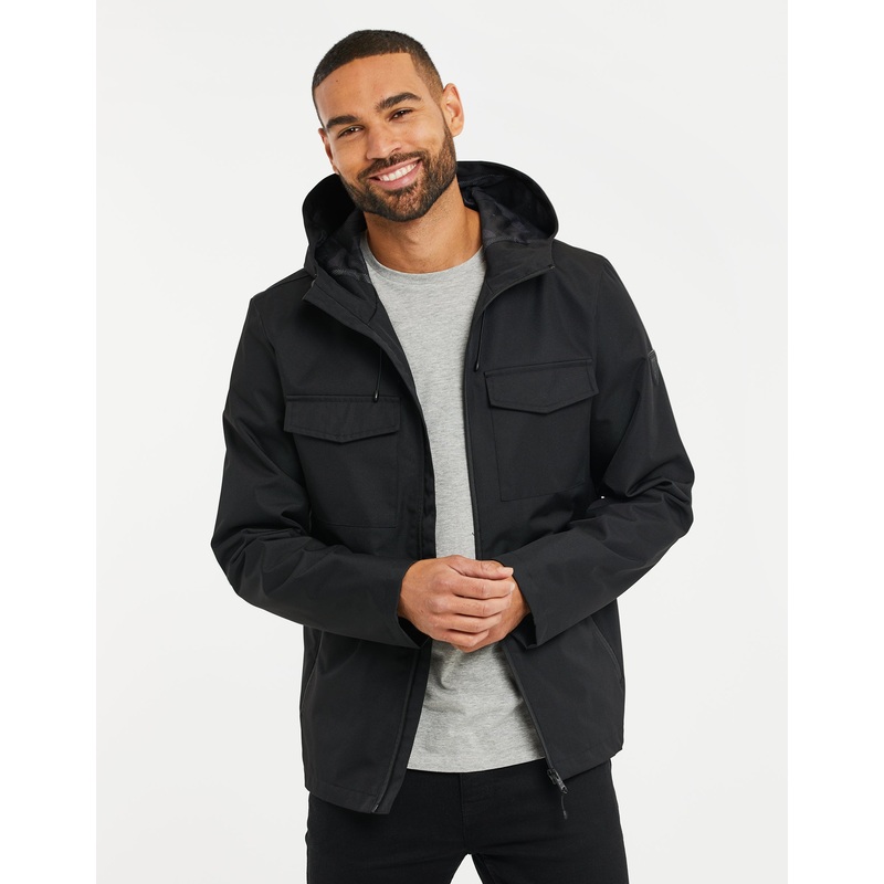 Black Hooded Jacket Black S