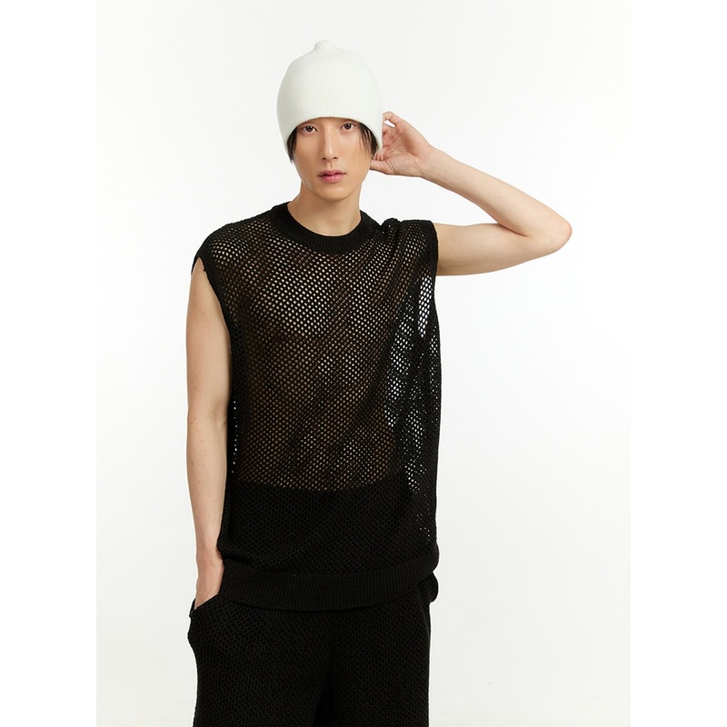 Men’s Sheer Sleeveless Top IL418 Black M/L