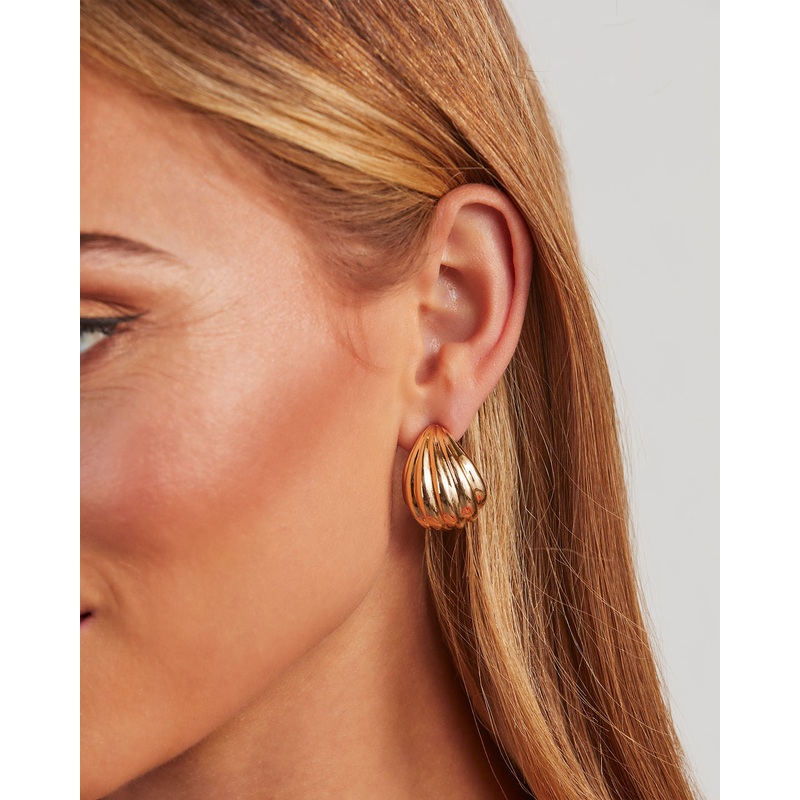 Seashell Textured 14K Gold Huggie Earrings Gold O/S