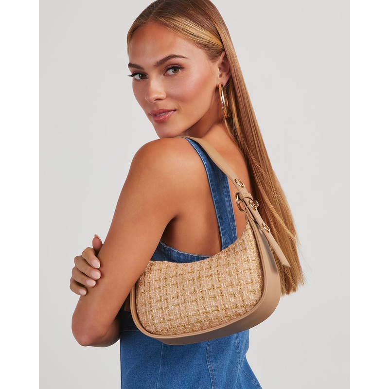 Classy Days Tweed Shoulder Bag Natural O/S