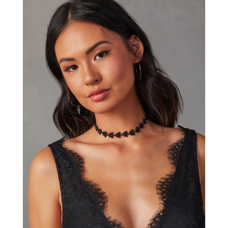 Kelis Floral Choker Black O/S