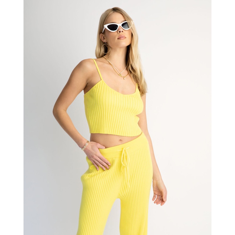 Laid Back Luxe Ribbed Tank Yellow XS