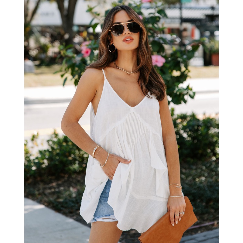 Raylan Cotton Blend Tank White XS