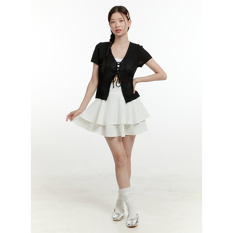 Flare Ruffle Mini Skirt OL423 White S