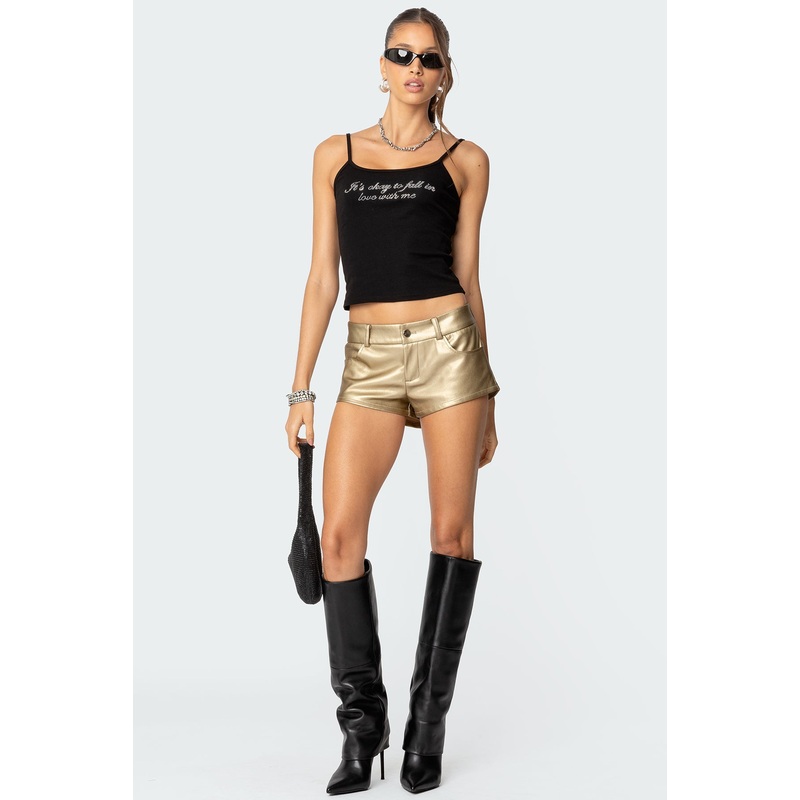 Melodi Faux Leather Micro Shorts GOLD XS