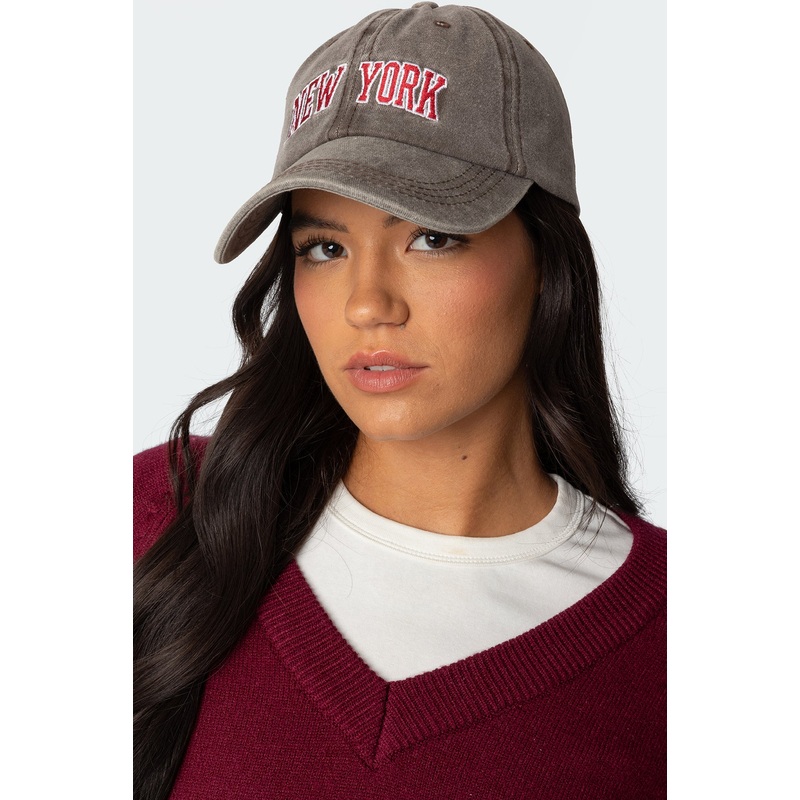 New York Washed Baseball Cap BROWN WASHED OS