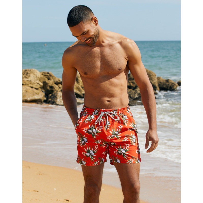 Orange Coconut Print Swim Shorts Orange S