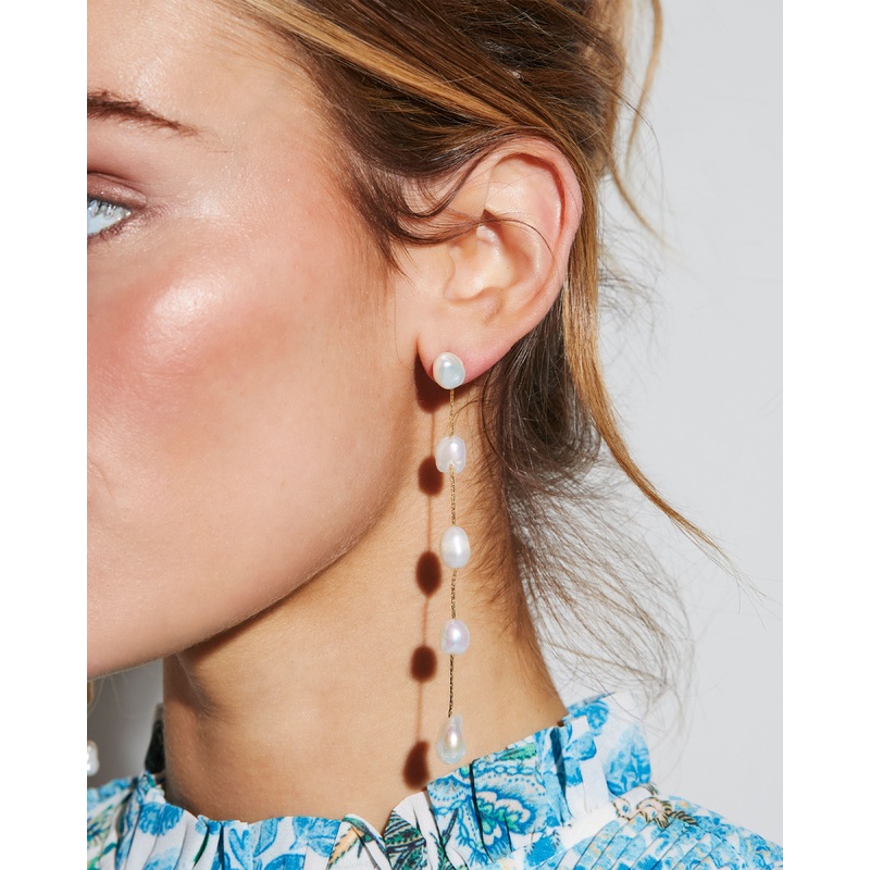 Quinn Pearl Drop Earrings Gold O/S