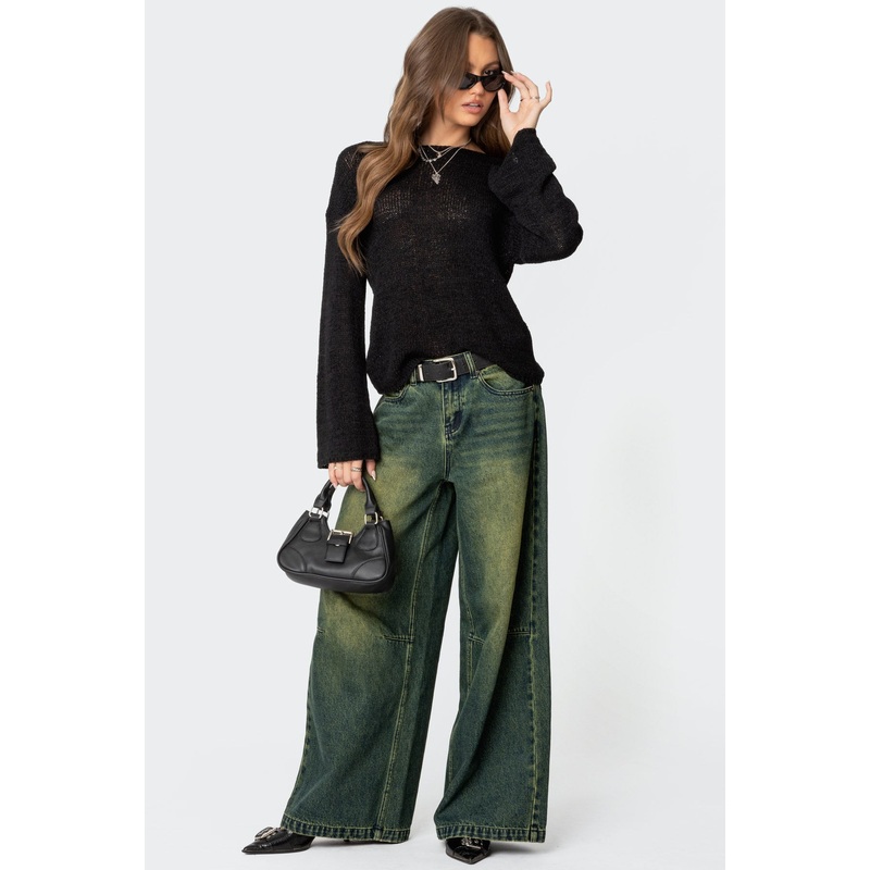 Shawn Washed Low Rise Jeans BLUE WASHED XS