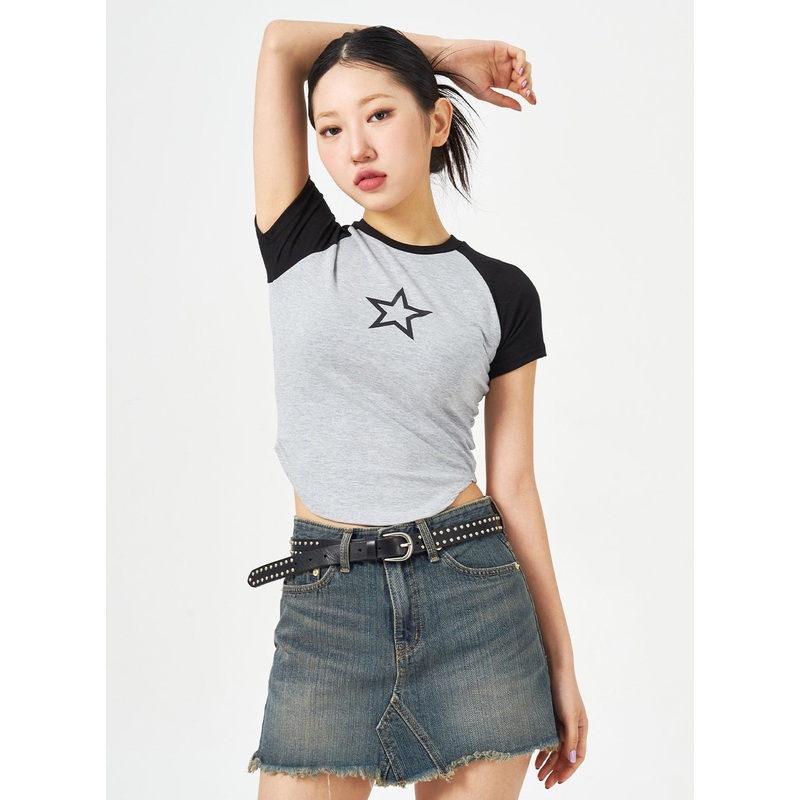 Star Two Color Tee CM321 White S/M