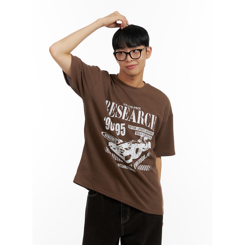 Men’s Comfy Graphic Print T-Shirt CL429 Brown M/L