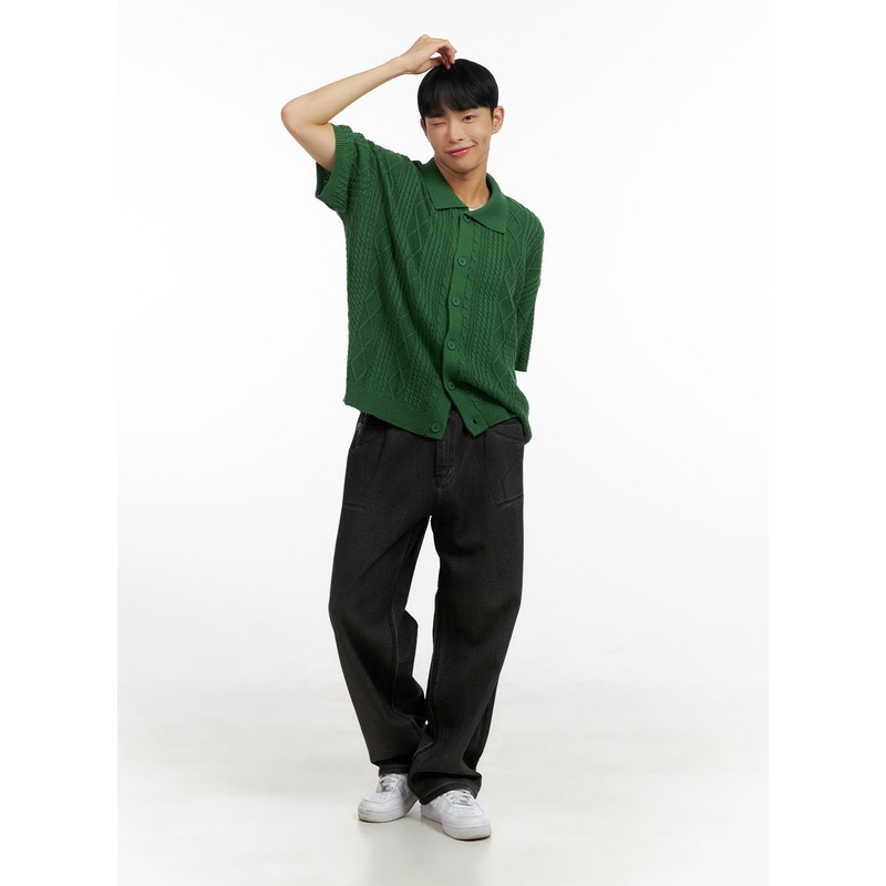 Men’s Denim-Washed Loose Fit Jeans CL429 Dark gray S