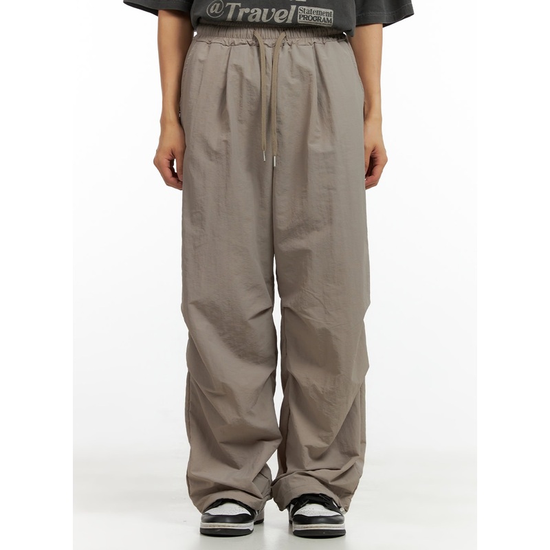 Men’s Pintuck Nylon Wide Fit Pants CL429 Dark beige M/L