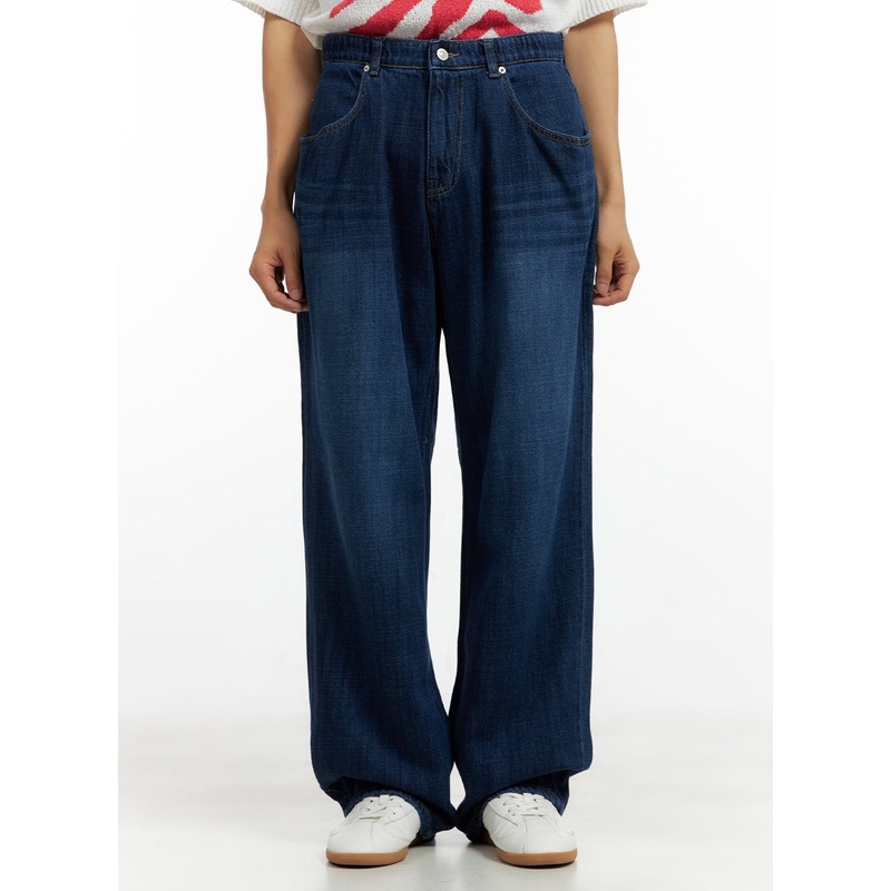 Men’s Washed Cotton Denim Jeans CL429 Dark blue S