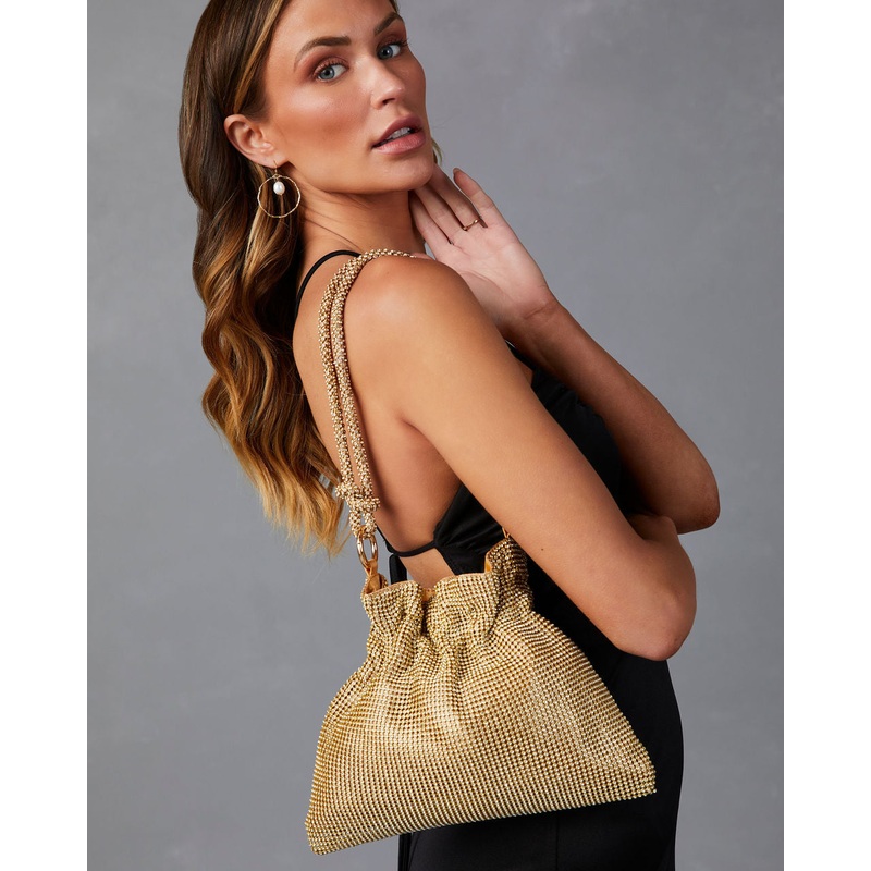 Secret Treasure Beaded Bucket Bag Gold O/S