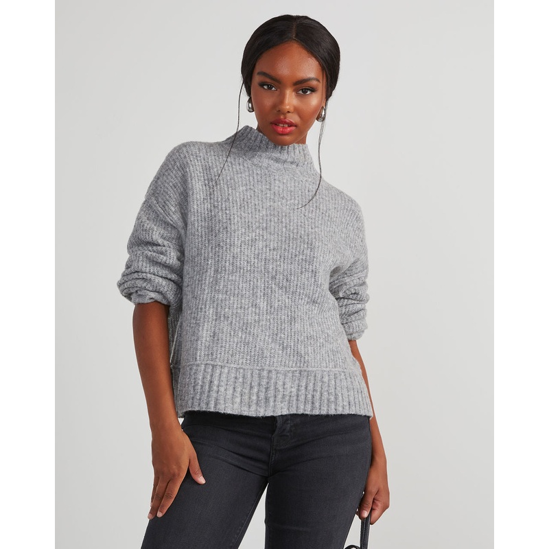 Same Energy Marled Mock Neck Sweater Heather Grey S