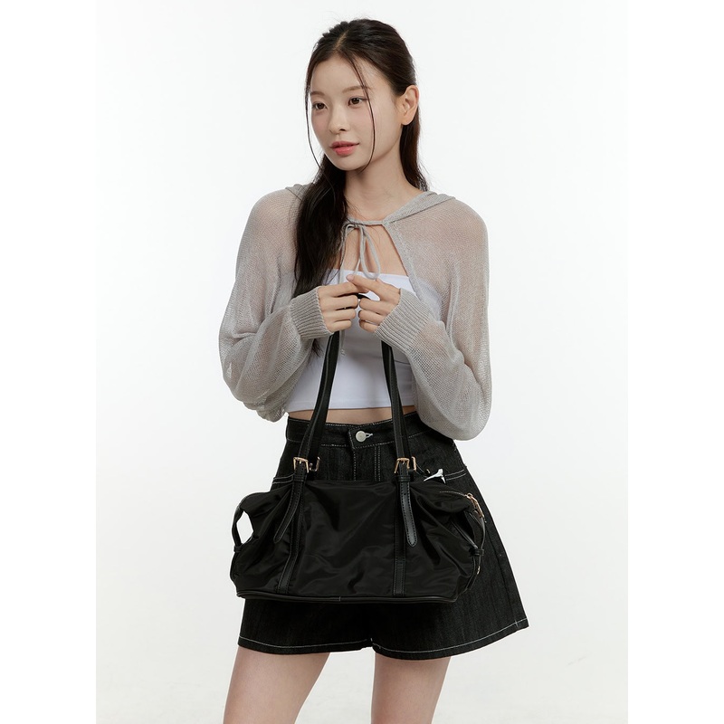 Sheer Hooded Bolero Top OL430 Gray S/M